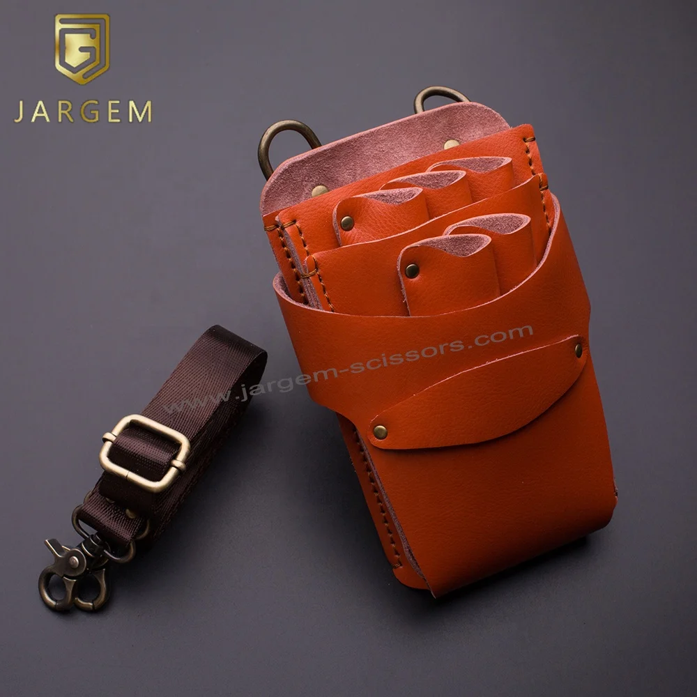 Быстрая доставка чехлы из натуральной кожи с ножницами для волос с поясом цветные Опциональные парикмахерские сумки
