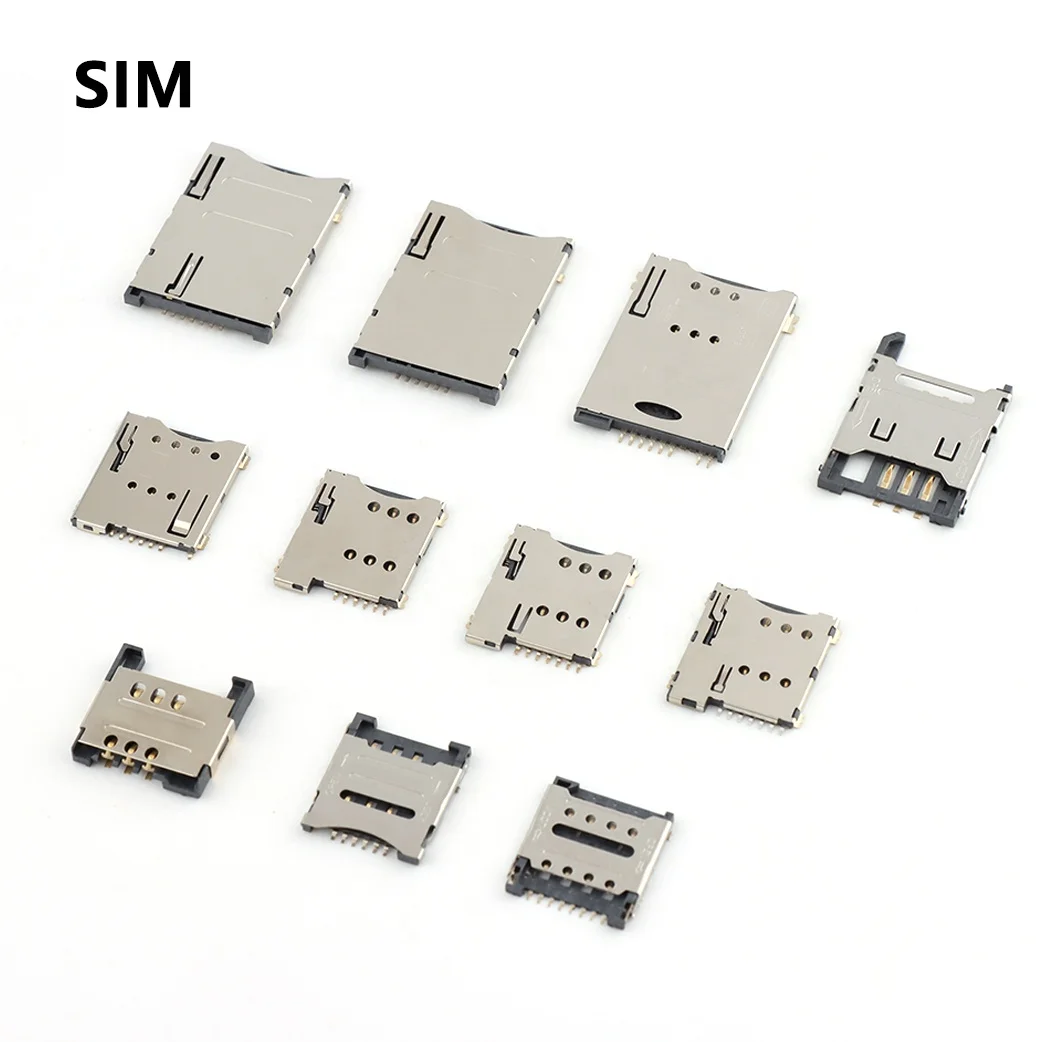 sim card connector 8pins KF016 Copper Plated black Push Sim Card Connectors