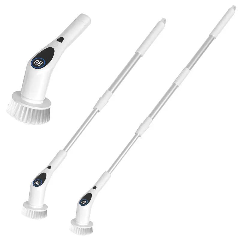 Multifunctional Electric Spin Scrubber Bathroom Cleaning Brush With 9 Replacement Brush Heads and Extension Handle