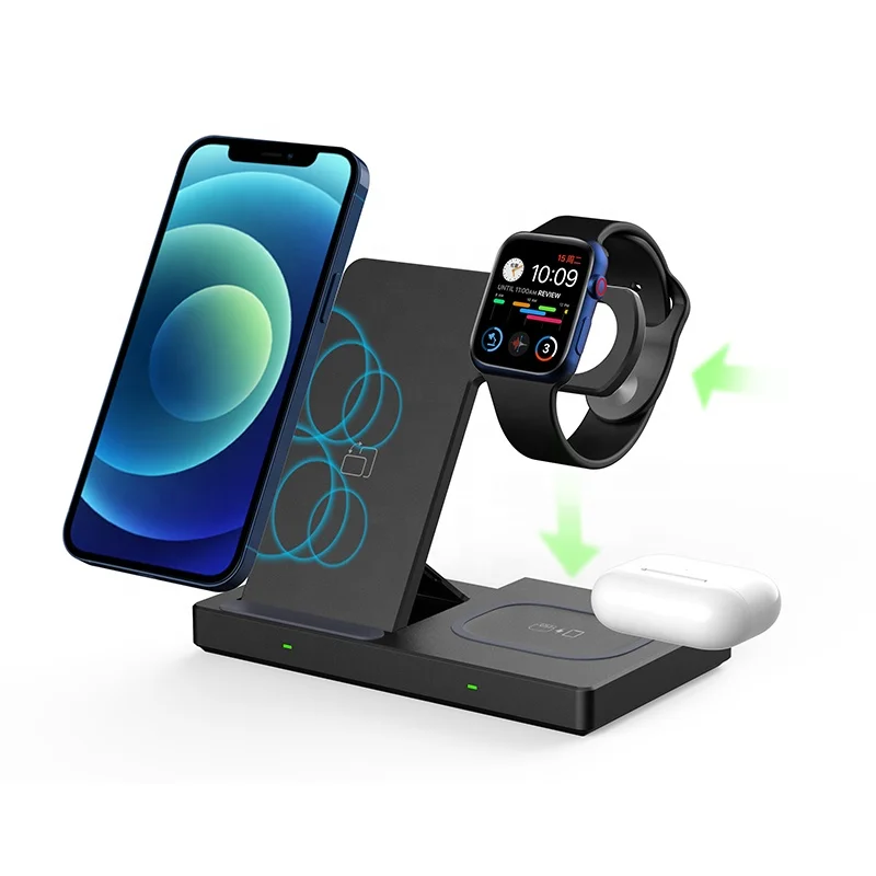 15w qi fast wireless charger stand for iphone ODM  OEM  3 IN 1 magnetic wireless phone charger power bank
