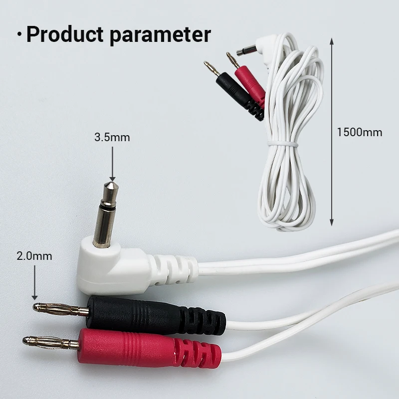 Replacement TENS Electrode Leads Wires/Cables- 3.5mmPlug with Standard 2mm Pins Connectors