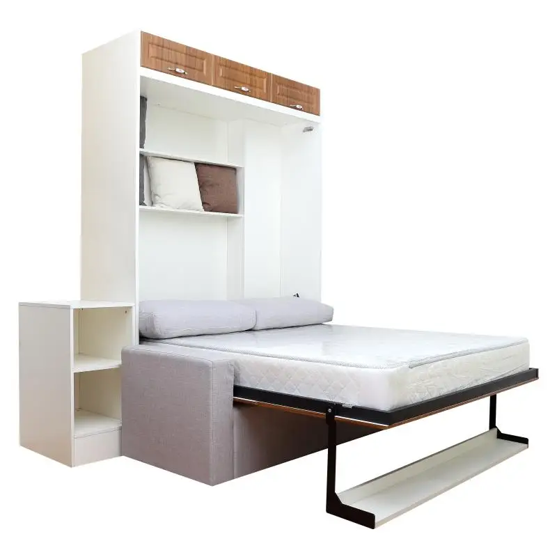 Beds Factory Supply  Murphy Wall Bed With Mobile Sofa Transformable Folding Sofa Wall Wood Bed