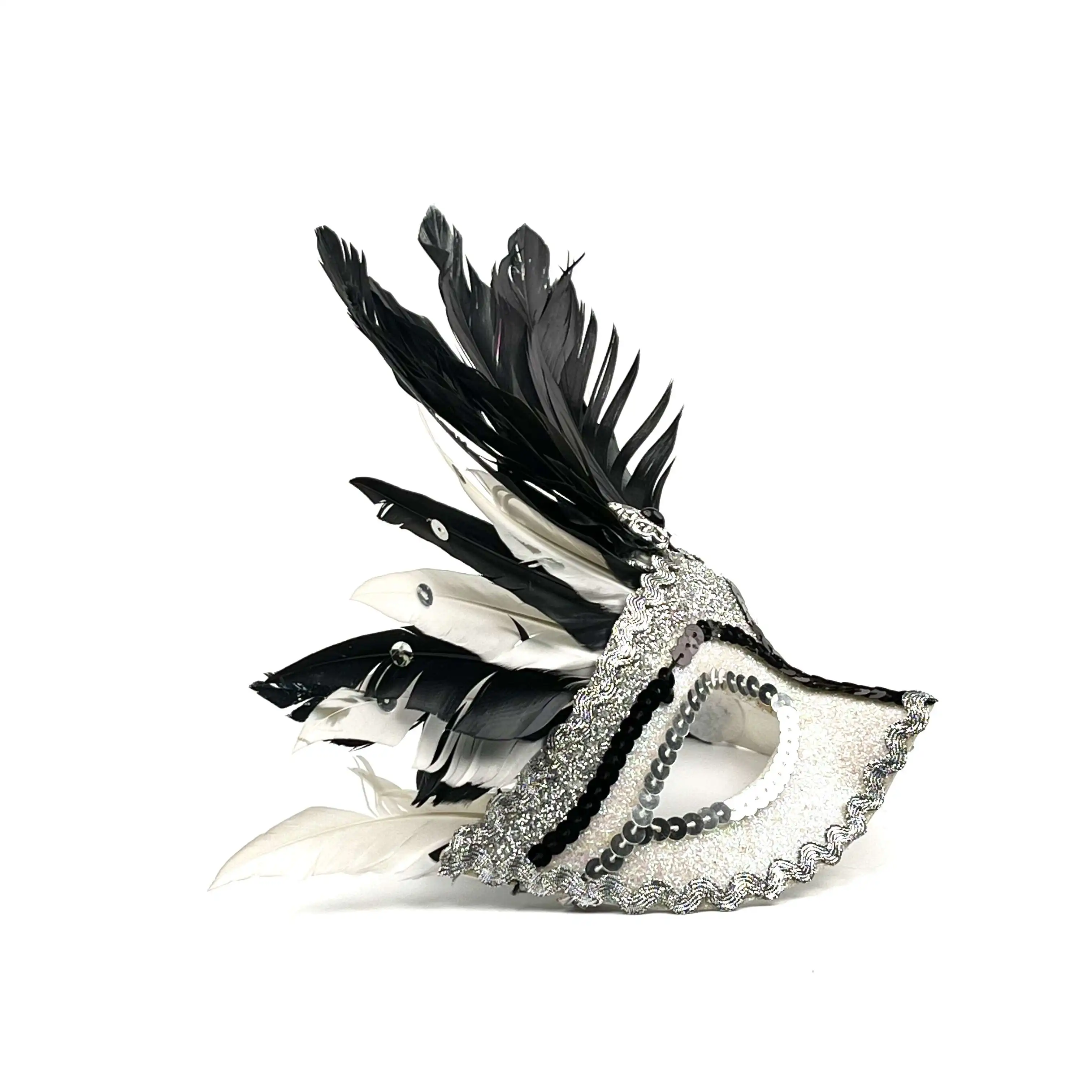 Halloween Carnival Party Parades Fluffy Feather Mask Mardi Gras Queen Mask Parade Masque Feather Leather Sequins Facial Mask