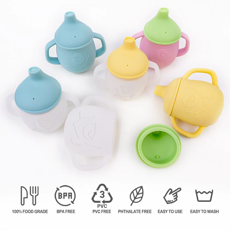 Top Seller BPA Free Food Grade Silicon Toddler Drinking Water Learning Cup Without Straw Lid Clear Kids Dining Silicone Baby Cup