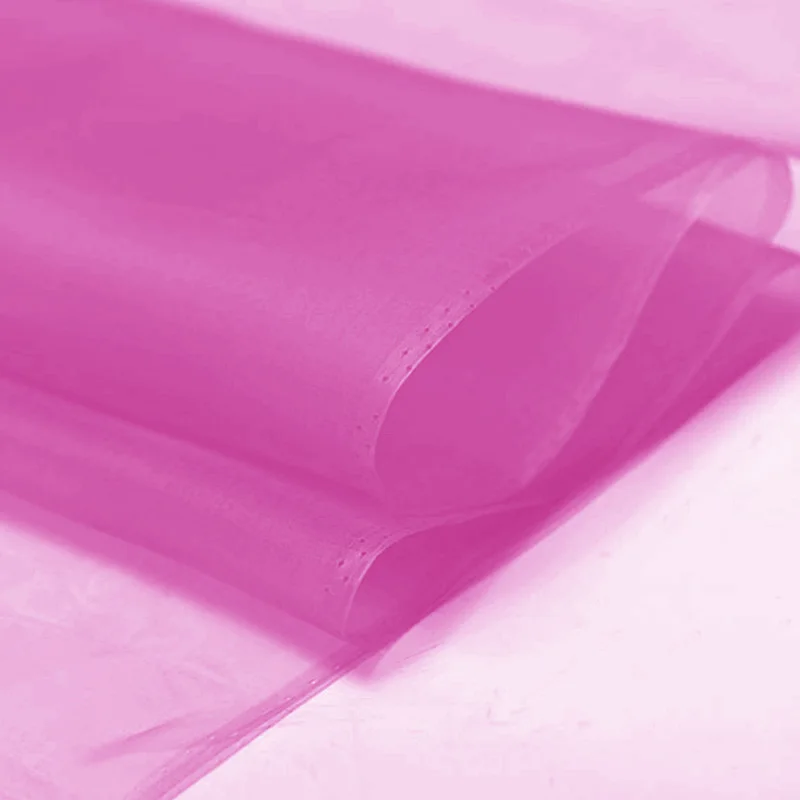 Fashionable Hot Pink Organza Fabric 100% Pure Silk Wholesale with 48 Colors in Stock by Xinhe Textiles