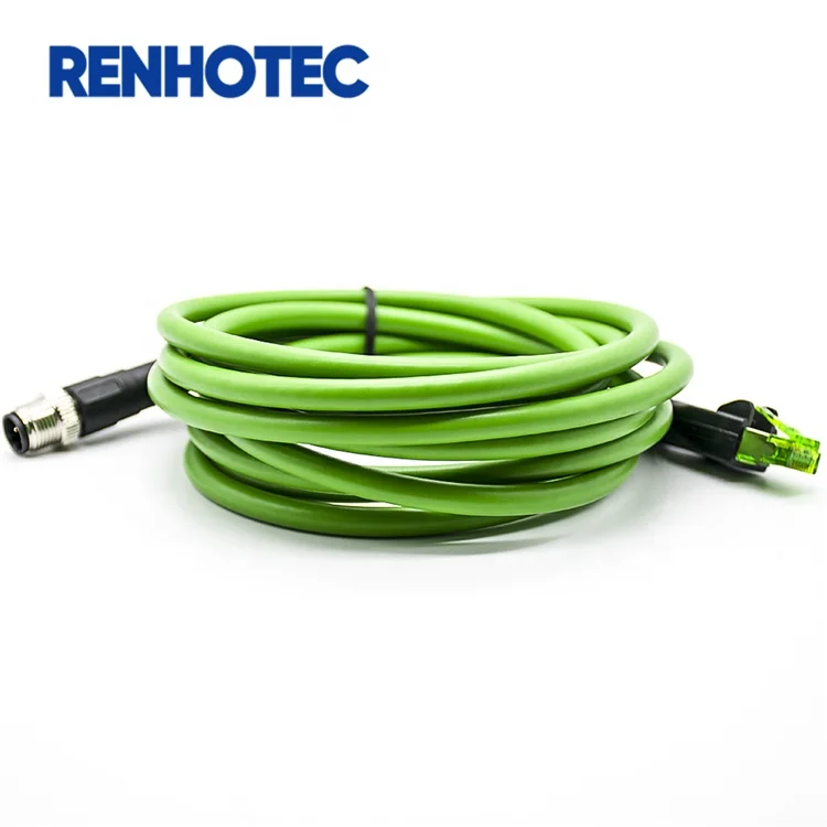 Кабель M12 к RJ45, 4-контактный D-код «штырь-штырь», литой кабель