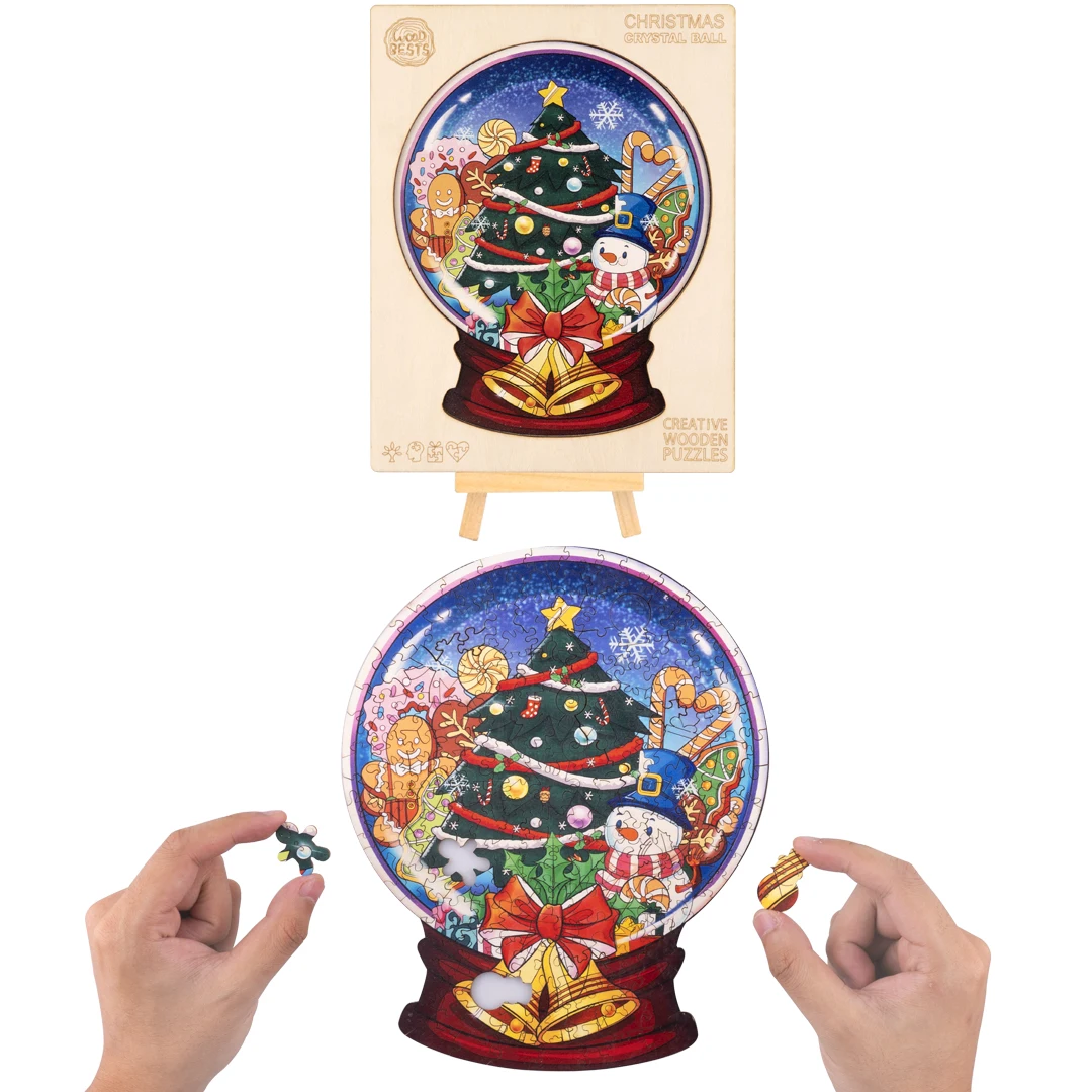 CHRISTMAS CRYSTAL BALL gifts decor  unique shape wooden puzzle 3D wooden Jigsaw  Puzzle