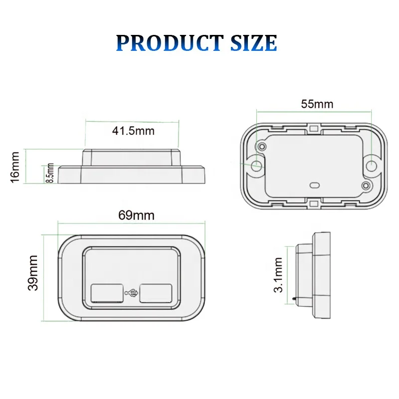 DC 12V 24V Panel Mount Dual USB Charger 2 USB Ports Qc 3.0 Type C PD Car Charger Socket for Tram Boat Bus Seat