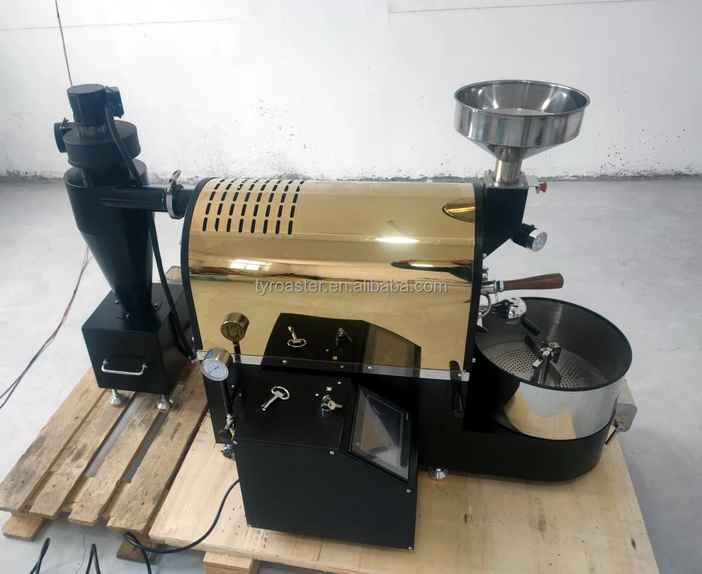 TY-TECH laser cut high performance 0.5~2.5kg sample toper industrial gas burner coffee roaster machine for home