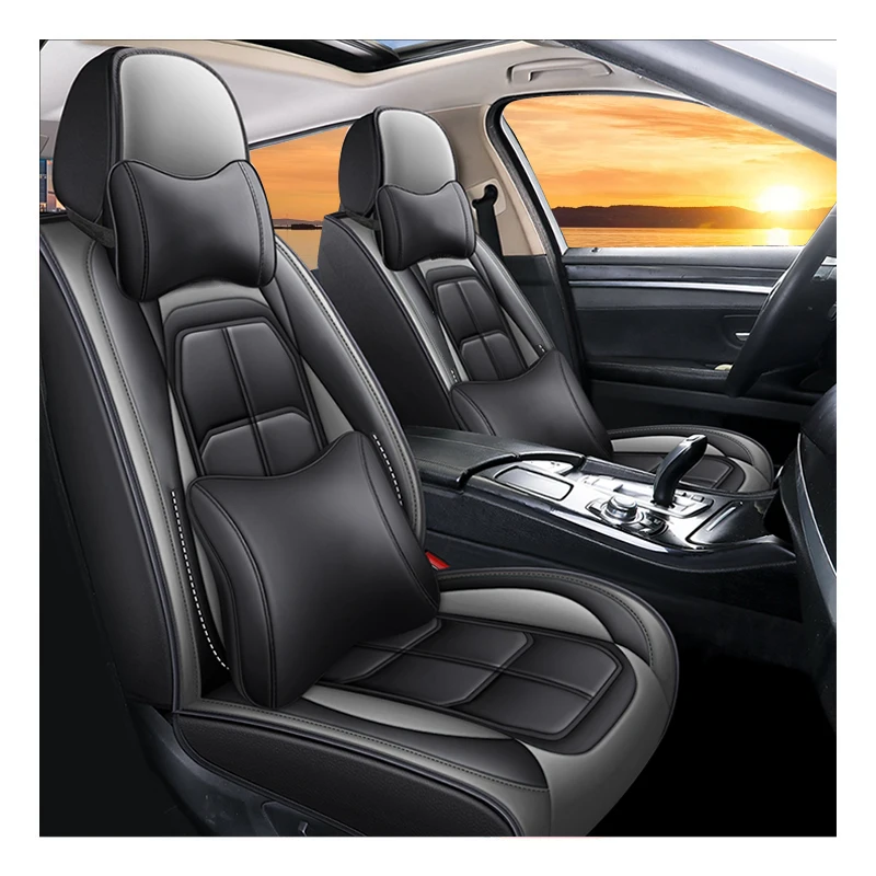 luxury ventilated wellfit custom black car seat covers nappa leather universal car chair seat covers full set design waterproof