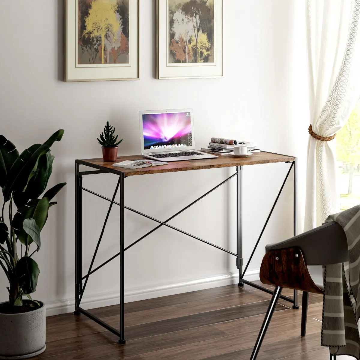 Simple student study writing desk with folding metal legs home use computer office desk cheap price