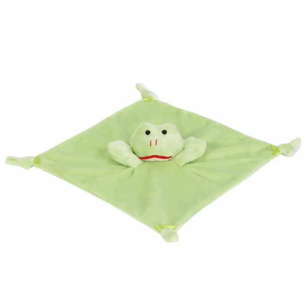 High Quality Cute Frog Plush Doudou Soothing Towel Sleeping Blanket Toy Baby Comforter Toy