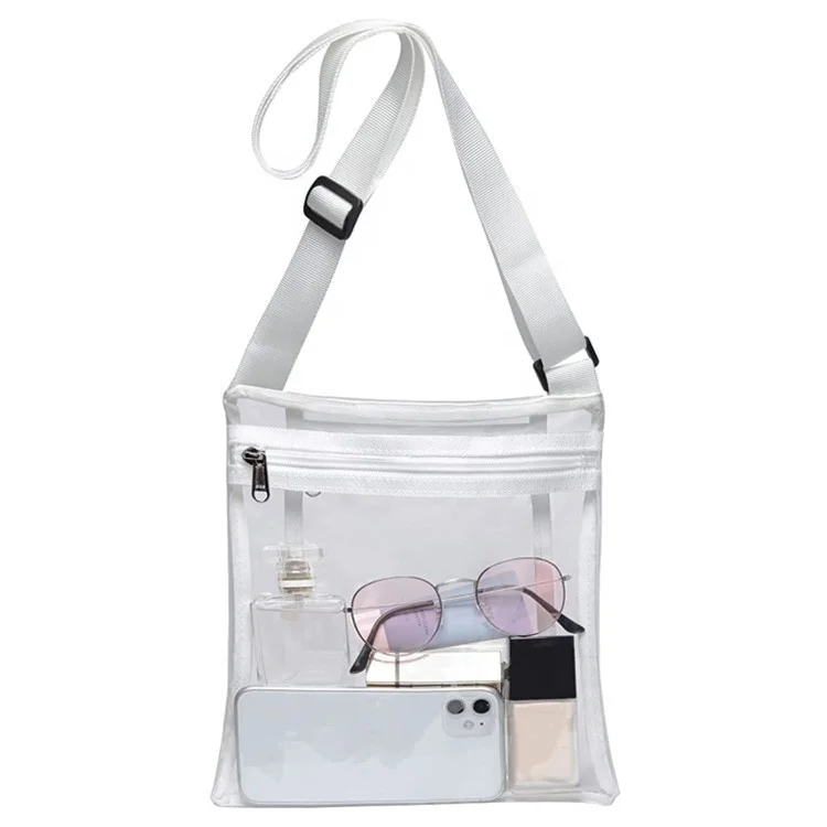 Clear Cross Body Purse Clear PVC Tote Bag With Inner Pocket And Adjustable Strap For NFL Stadium