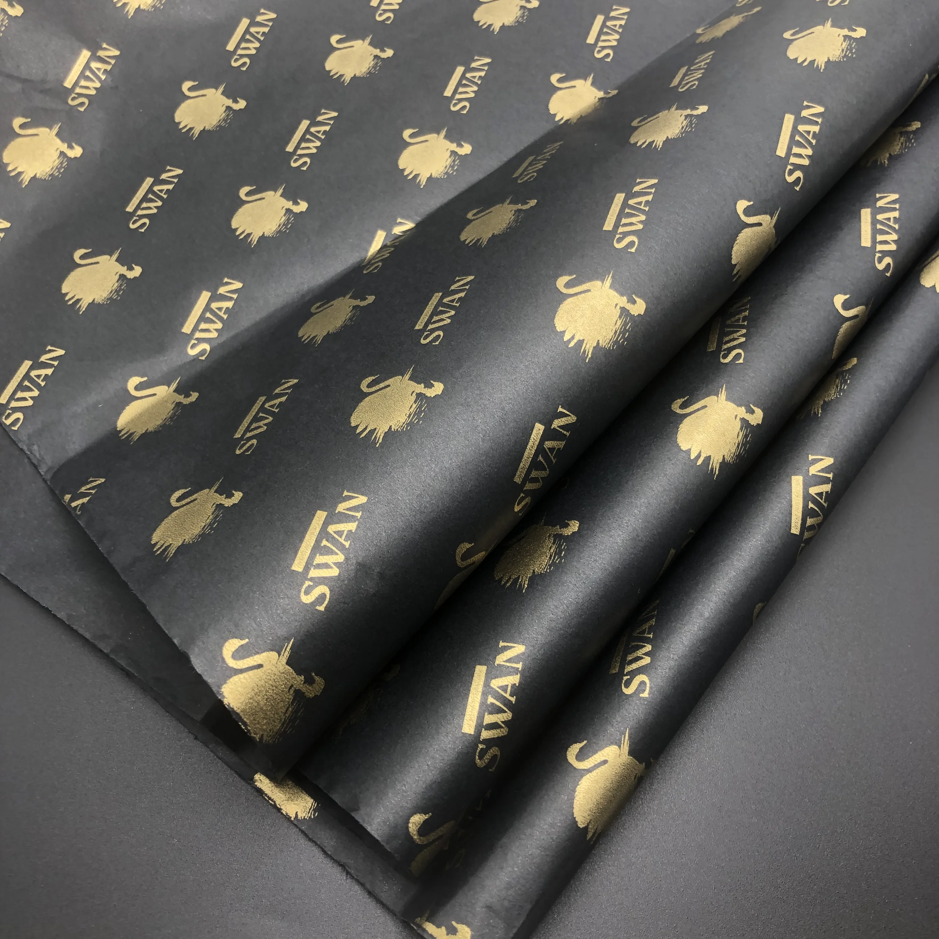 
25gsm Custom Brand Name Design Printed Cotton Package Tissue Black Paper 