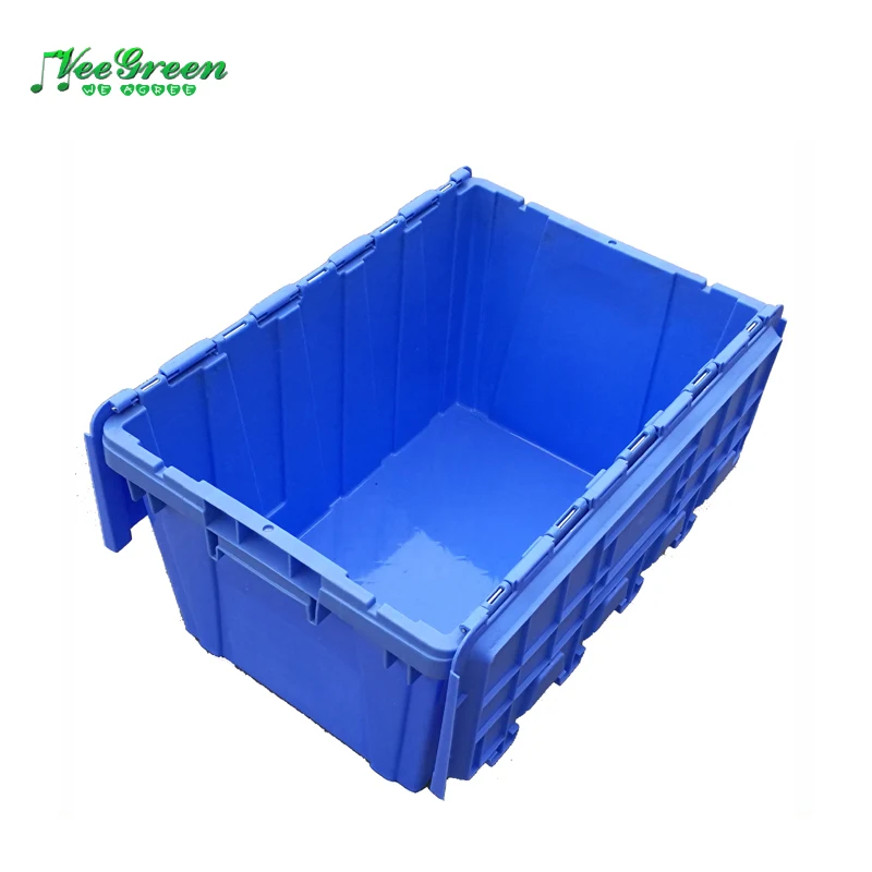 Nesting Solid  Turnover Moving Stackable Plastic Storage Boxes with Attached Lids