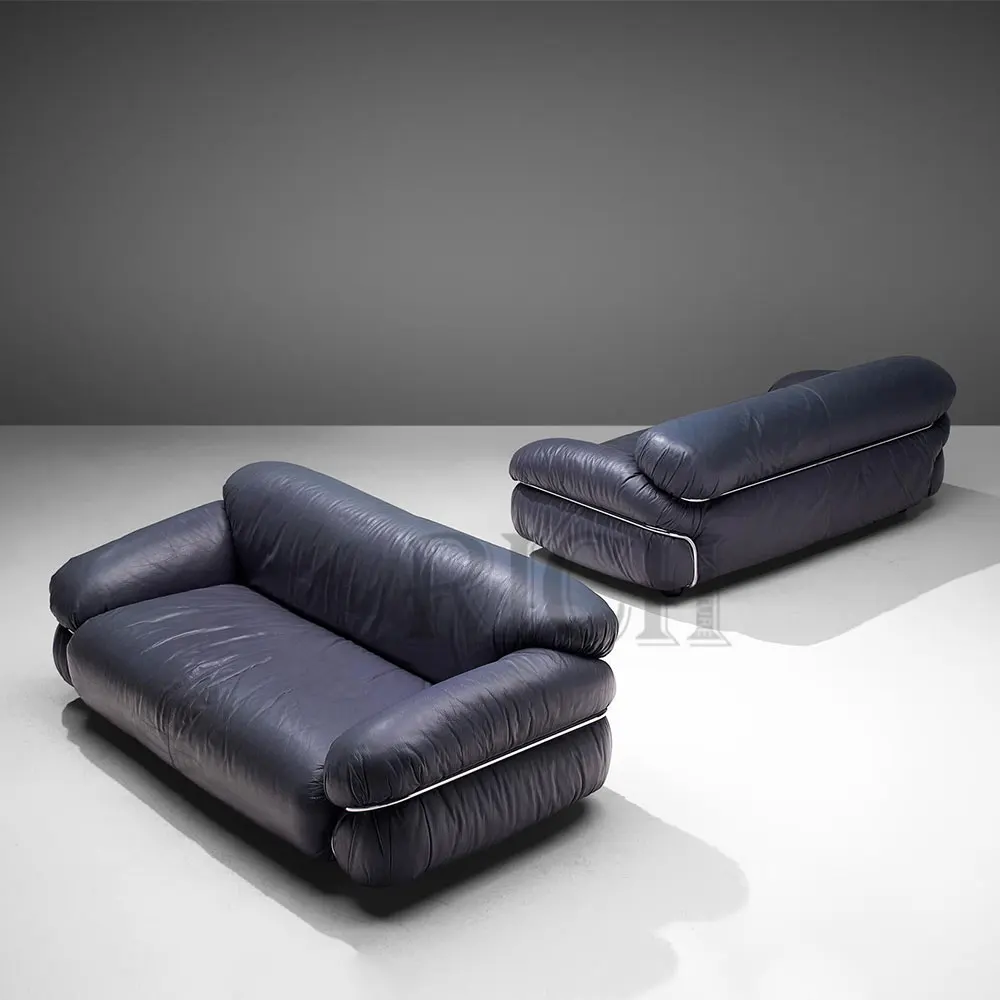 vintage couch living room modern low arm sofa Italy top grain leather large sofa modern brown genuine leather sofa