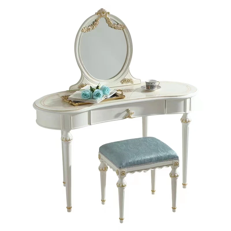 French modern high-end light luxury simple bedroom villa carved solid wood dressing table