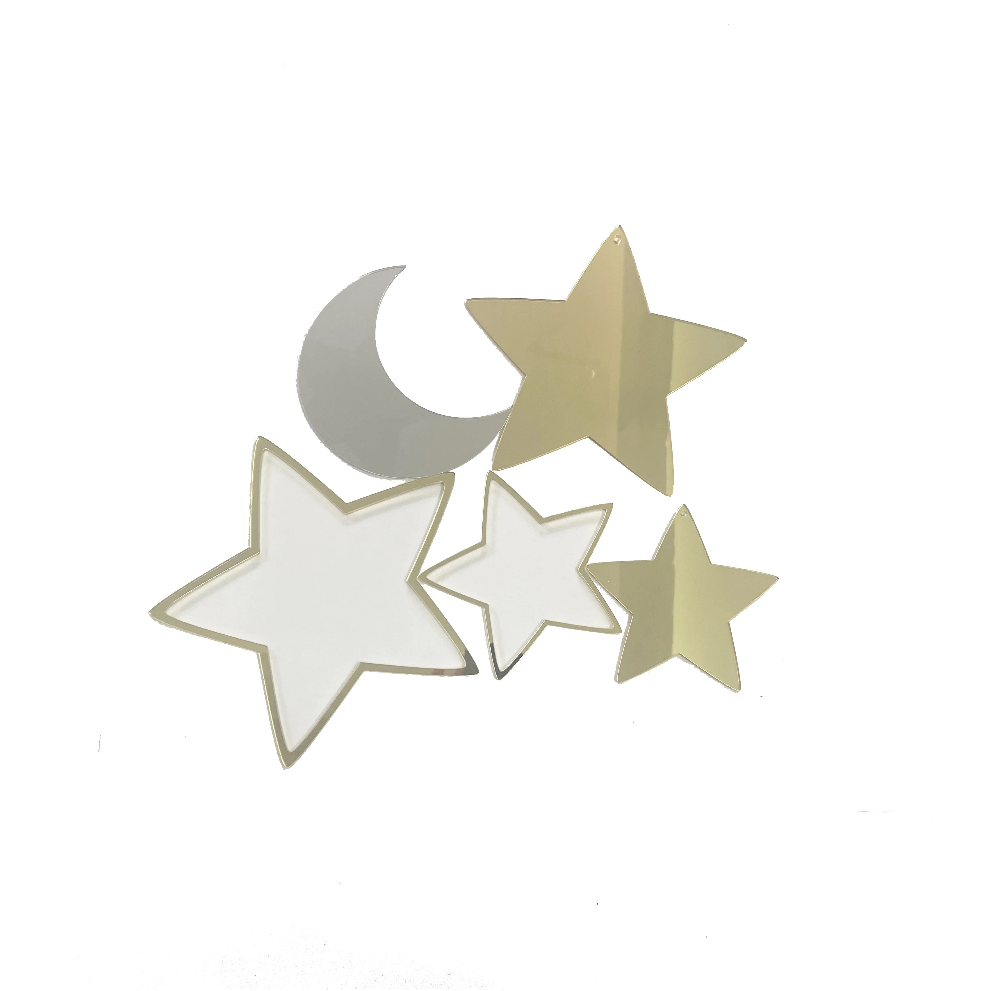 Moon Star Acrylic Mirror Decor Wall Sticker Adhesive Acrylic Mirror Wall Stickers for Home Decor