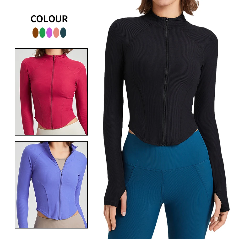 Women Long Sleeve Compression Quick Dry Comfort Front Zipper Jacket Fitness Tops Small Stand-up Collar Yoga Jacket For Women
