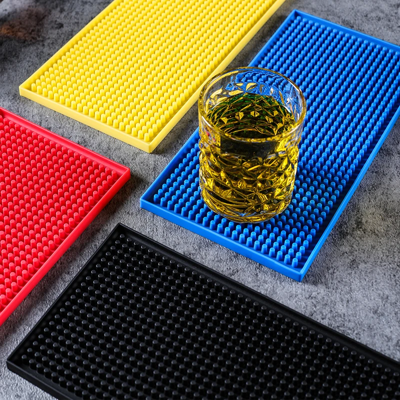 30*15cm Black Square bar mat, drip-proof for milk tea shops, non-slip, coaster for bars, padded for  durable, heat-resistant