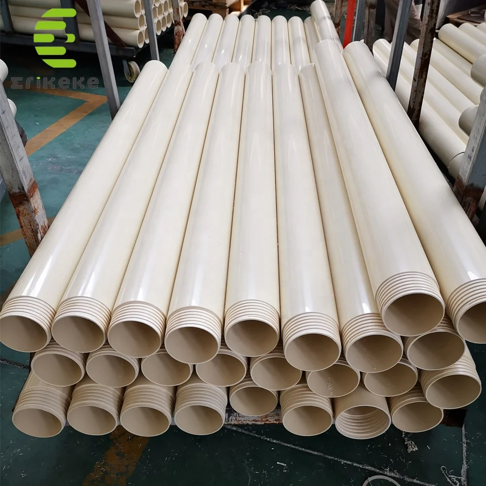 Customized PN10-PN25 high quality ASTM PVC plastic casing pipe/screen pipe Threaded Drop Drilling Pipes For Water Well