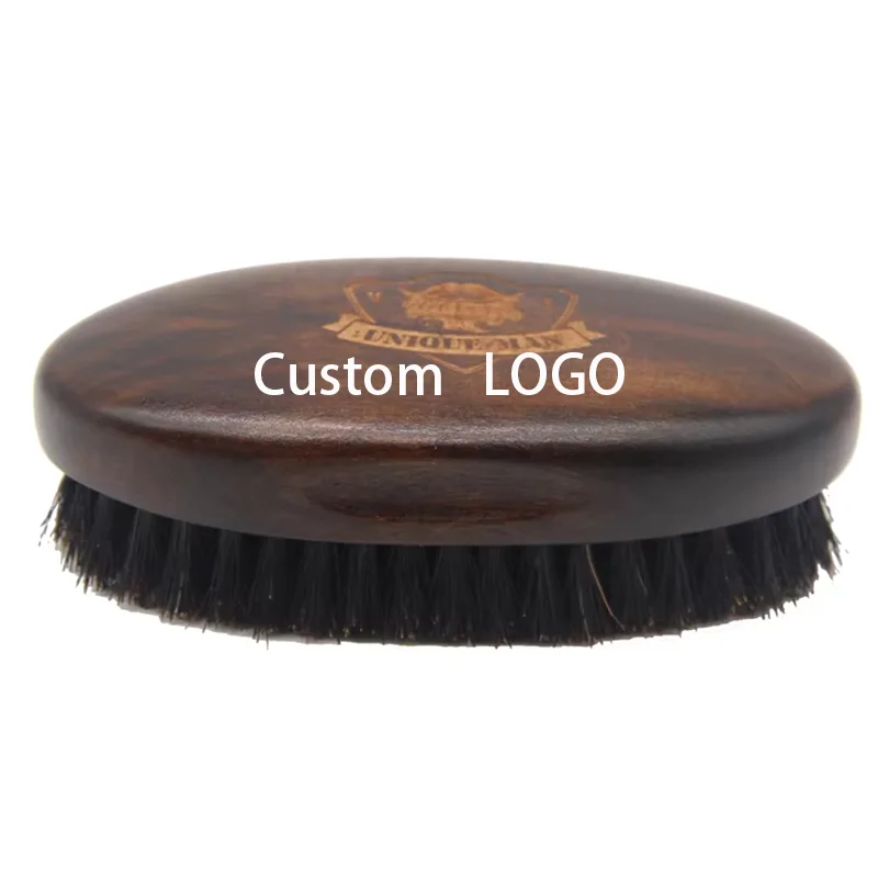 XRJ-HB001 Wholesale Eco Friendly Black Wood Comb Wooden Vintage Natural Boar Bristle Beard Brush For Men