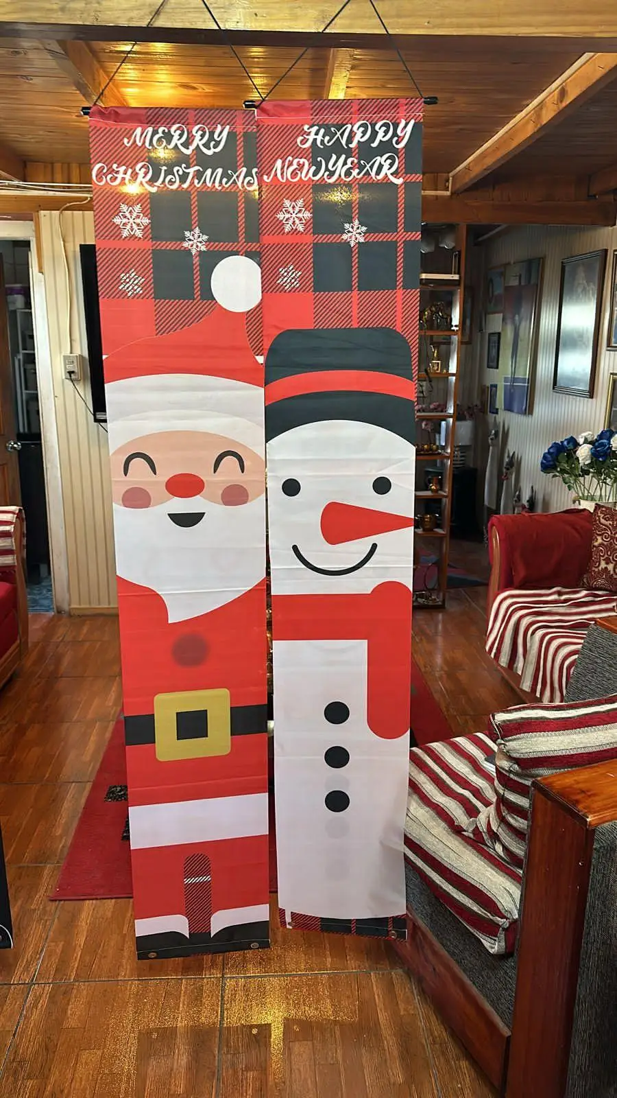 Custom design Christmas home decoration holiday line outdoor couplet hanging flag banner couplet