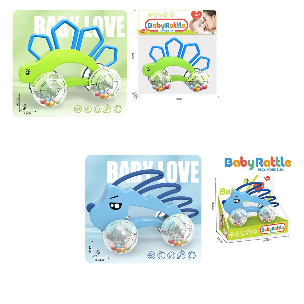 DC newest design baby rattle series hedgehog butterfly  crab stegosaurus baby rattle car toys factory direct