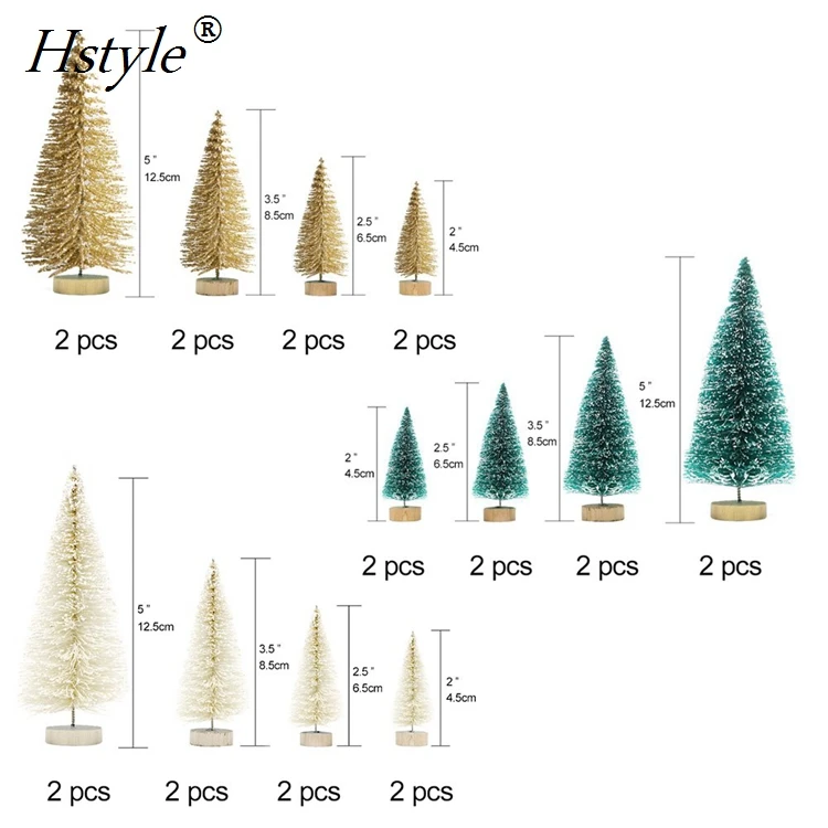 24 шт. искусственные мини-Рождественские елки, сизальные елки с деревянной основой в бутылке, щетки для рождественской столешницы, декор SSD242