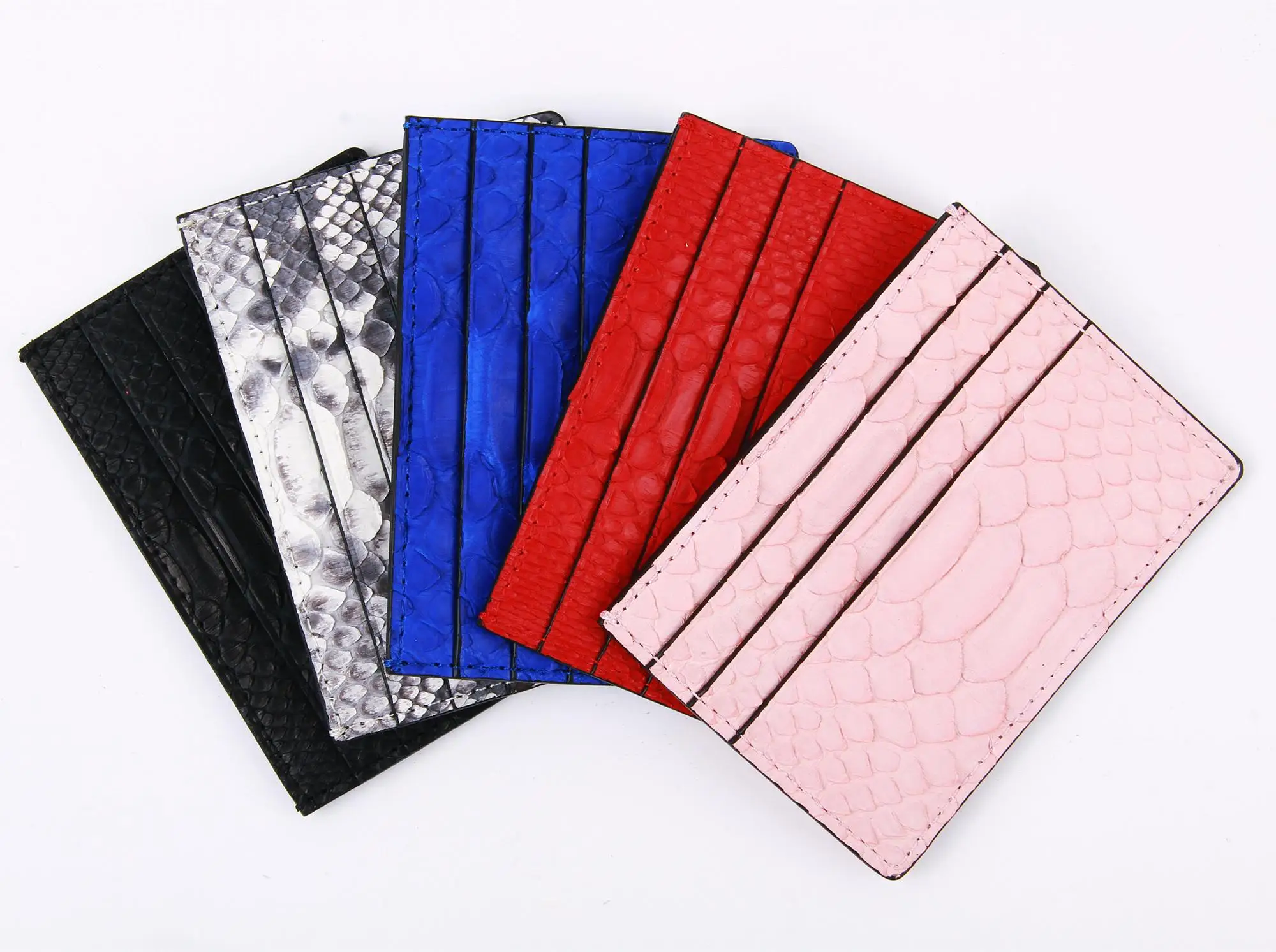 OEM Porte Carte Cuir Tarjetero De Cuero Custom Luxury Women Men Genuine Snake Skin Leather ID Credit Card Holder Wallet