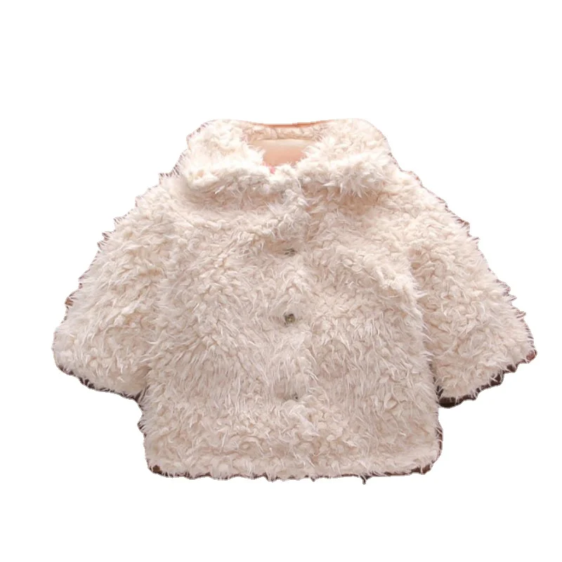 Новый дизайн, модная зимняя теплая одежда, однотонное длинное шерстяное пальто для младенцев, пальто с отложным воротником и длинными рукавами для новорожденных