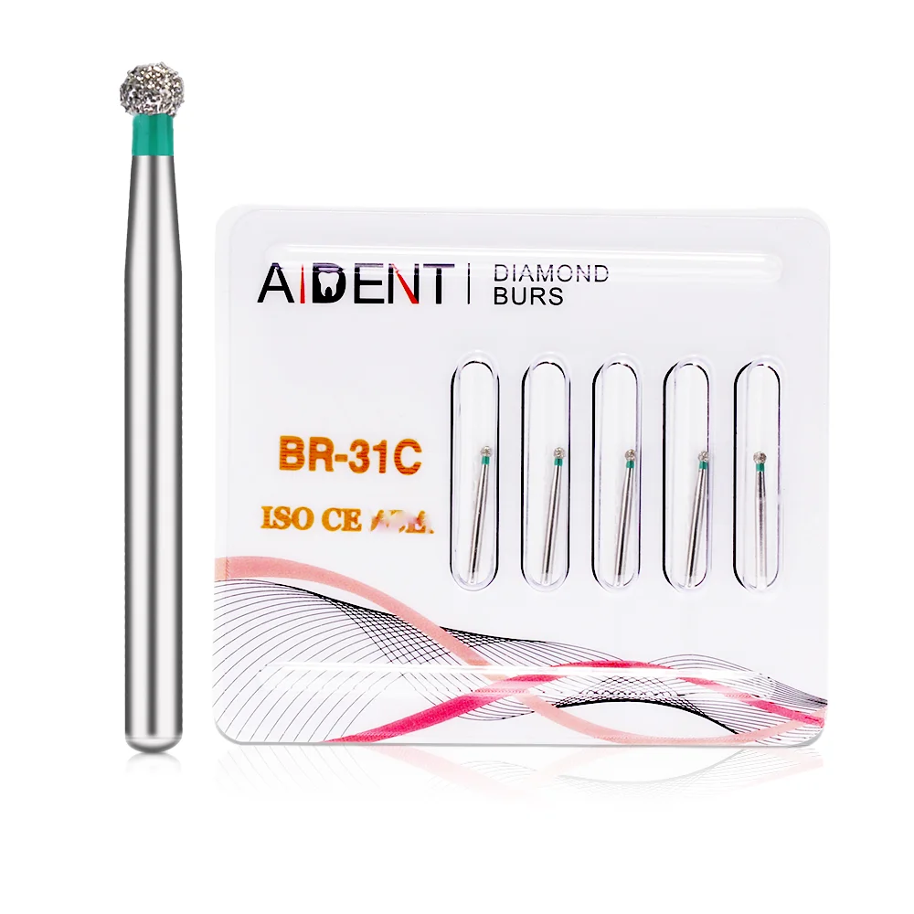 50 pcs Diamond Burs Dental Nail Drills High Speed Handpiece Dental Consumables Extreme Fine Coarse Taper Cone Yellow/Green