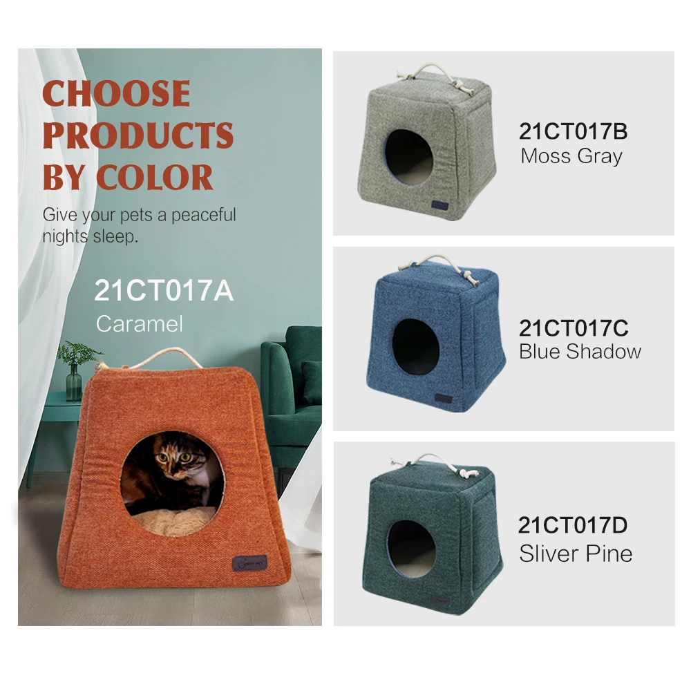 Katzenbett for Indoor Cats 2 in 1 Cat Tent with Removable Washable Cushioned Pillow, Kitten Beds Cat Hut, Small Dog Bed