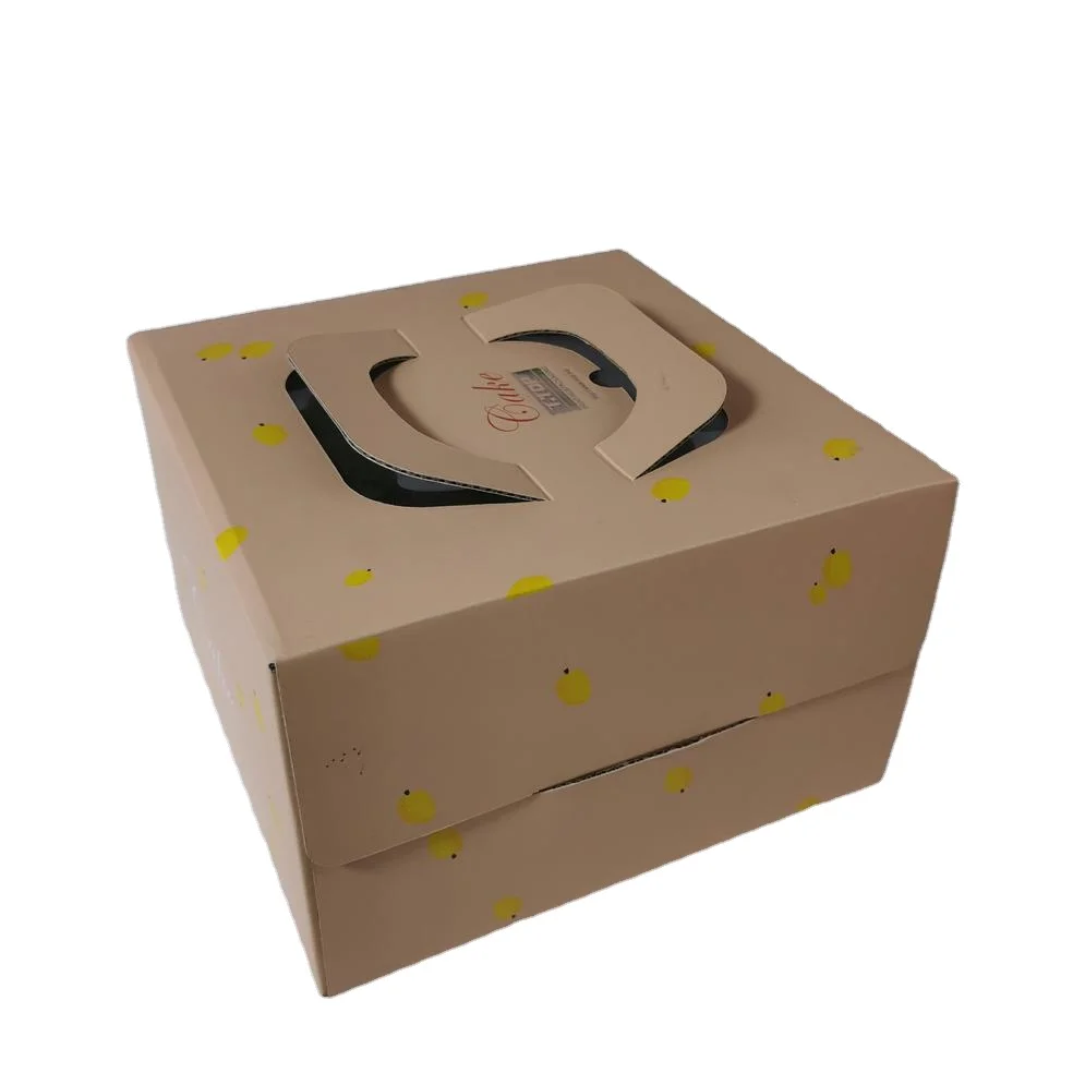 FAMA and BSCI Customized Logo Wholesale 8 Inch 12x12 White Bakery Cake Gift Printing Pastry Paper Box With Handle