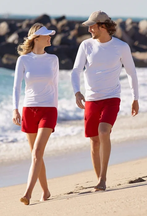 Customized Plain White Nylon Lycra Stretch Compression Fit Surfing Suit Diving Swimming Unisex Rash Guard