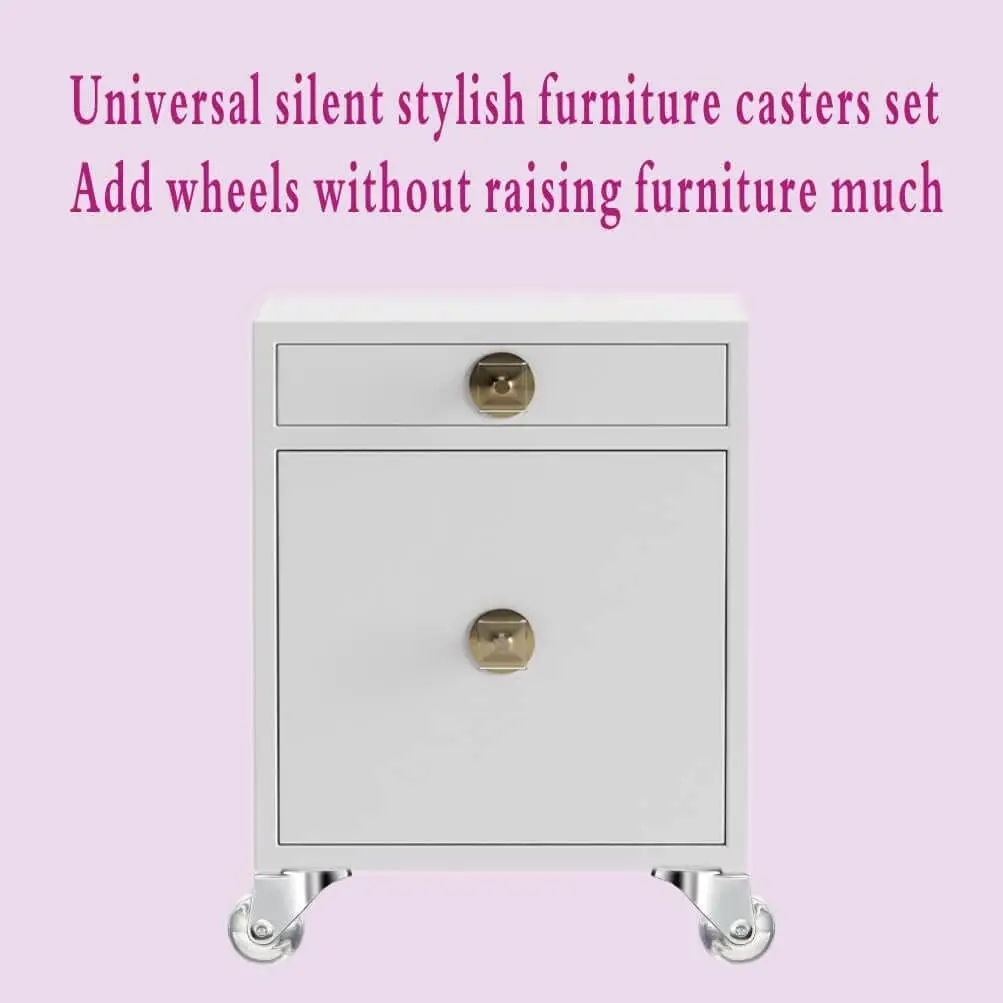 1.5in/2in/3in Transparent Caster PU Clear Furniture Wheel Swivel Threaded Stem Caster