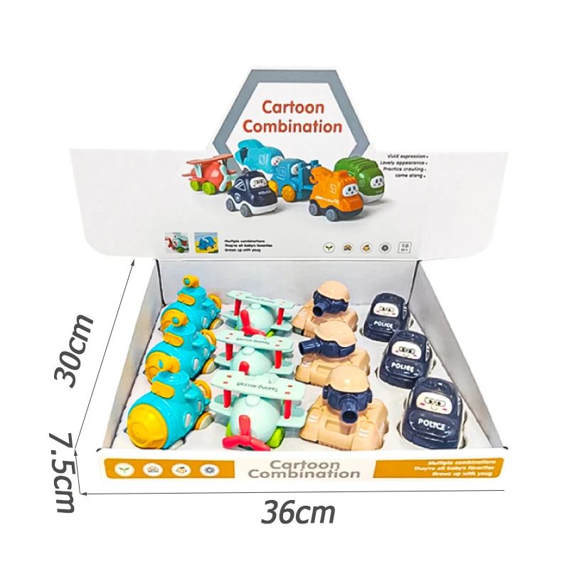 QS Low Price Kids Cartoon Military Series Inertial Car 4 Style Mixing Plastic Friction Vehicle Toys For Children Funny Gift