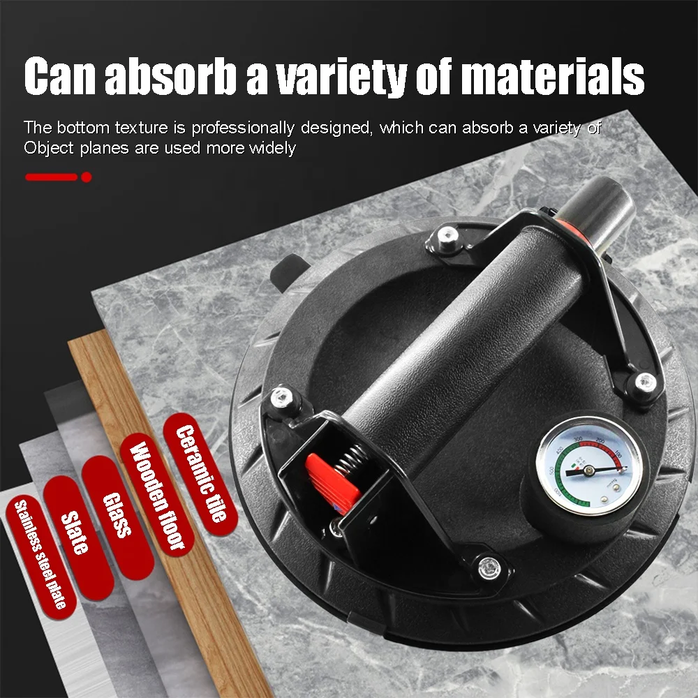 8' Heavy Duty Glass Tile Suction cup Lifter Hand held Sucker Vacuum Suction Cup With Pressure Gauge