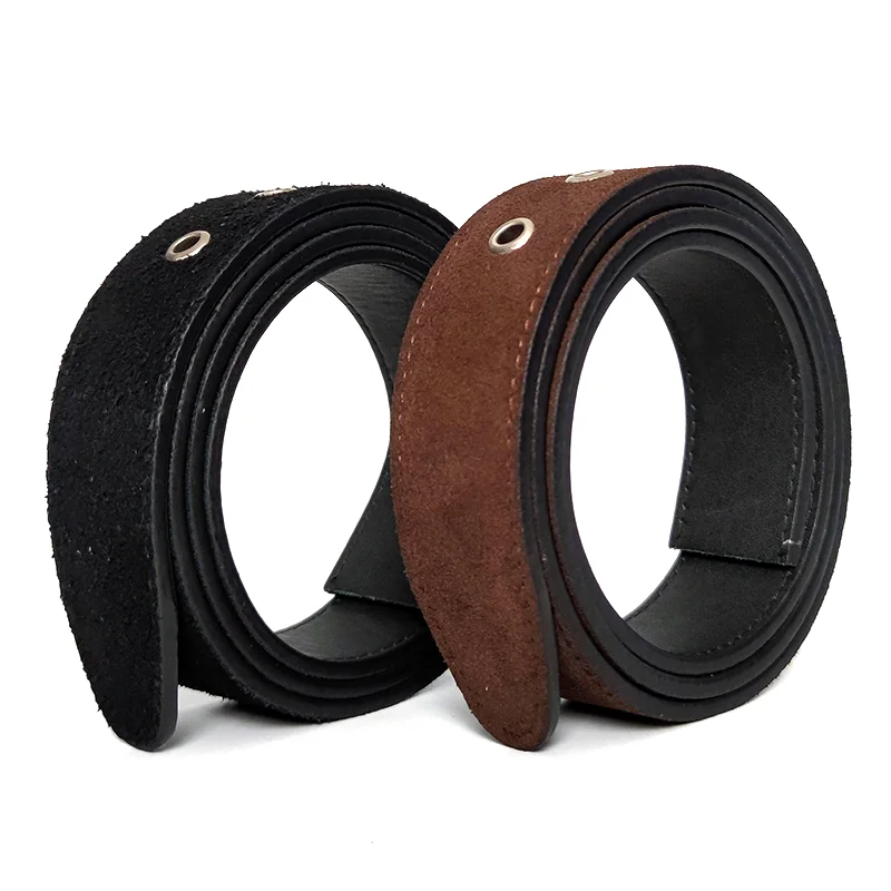 Carosung Custom Metal Eyelet Pin Buckle Genuine Leather Casual Dress Leather Belt Suede Belts Strap without Buckle
