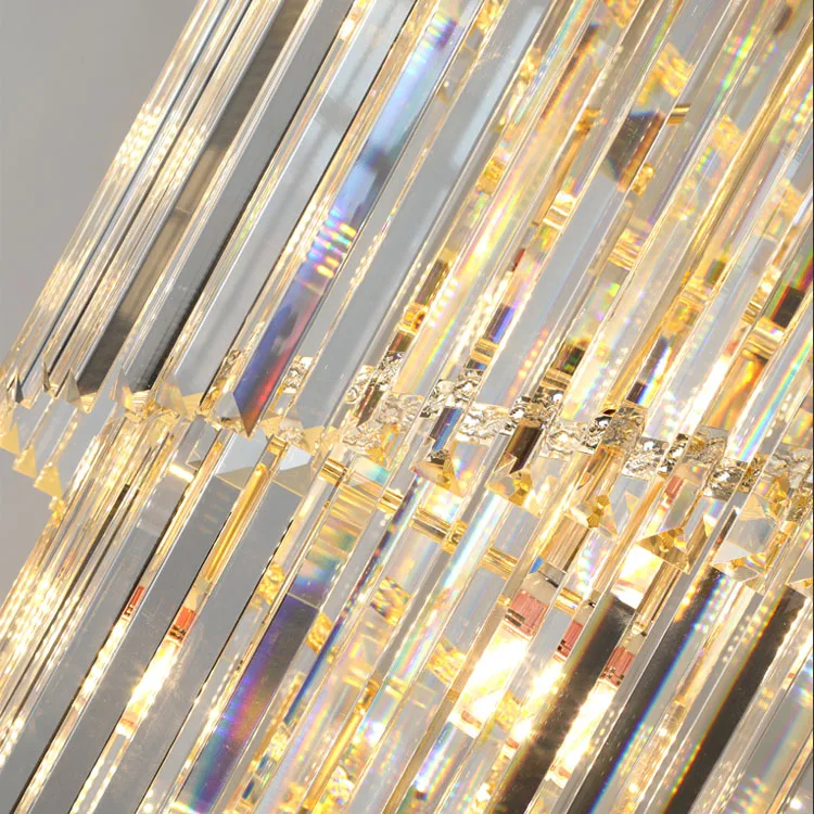 Modern luxury indoor gold large round stairwell stair lighting crystal chandeliers pendant lights for hotel lobby staircase