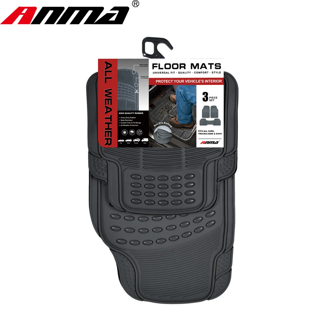 3 Pcs Universal PVC All Weather Floor Mat Non-Slip Odorless Car Mat Fit Most Car SUV Truck Van