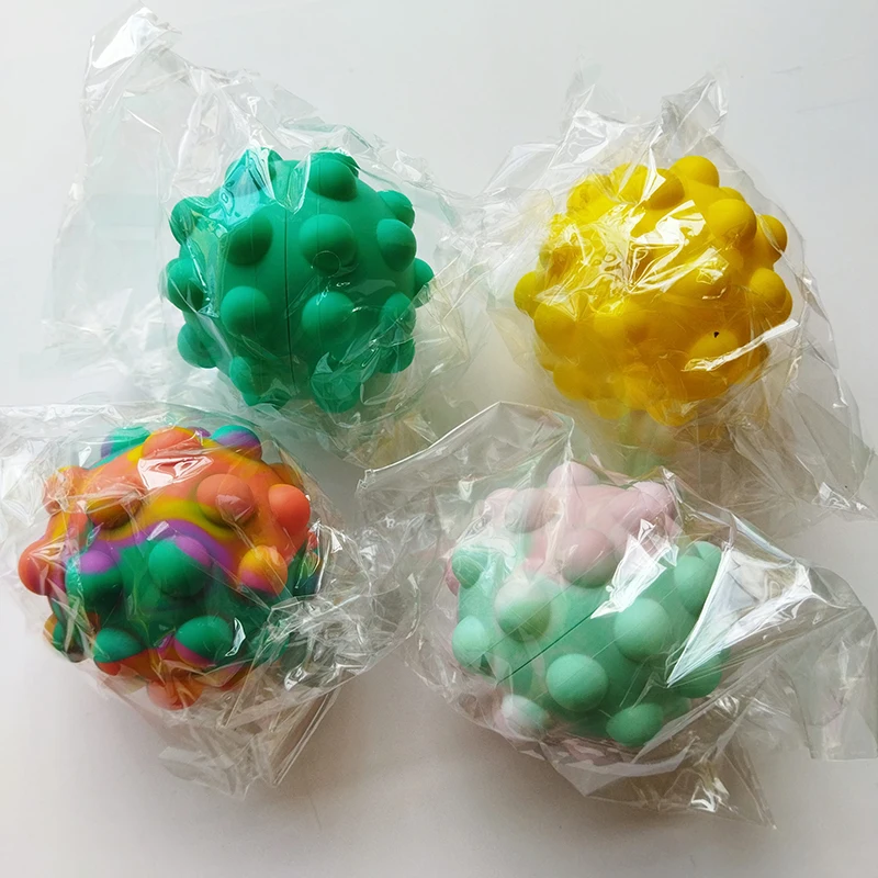 2021 Silicone Fidget Squeeze Ball Toy 3d Round Silicon Sensory Popper Balls For Autistic Children And Adults