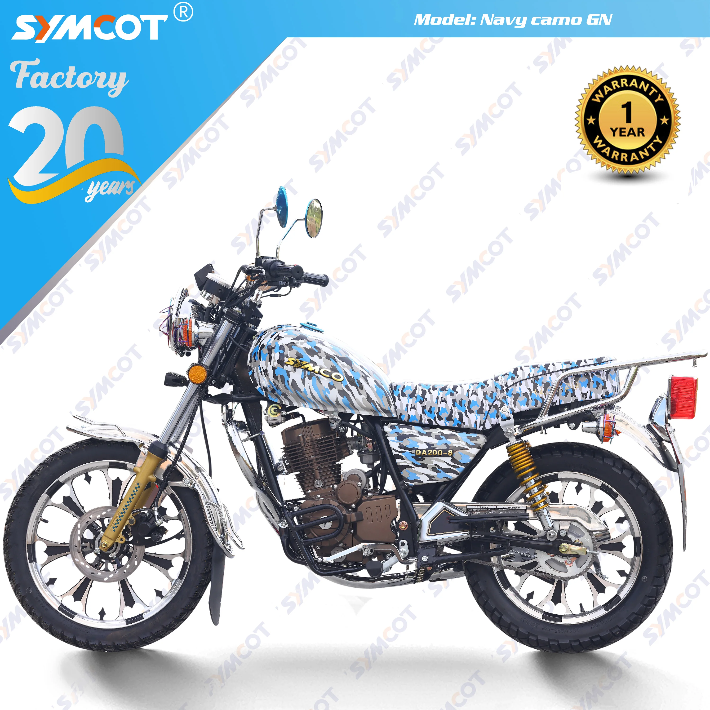 GN150 GN200 navy blue camo aluminum rim LED headlight with mp3 engine protector mud guard