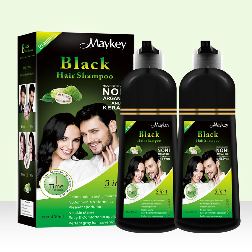MAYKAY 16 Years OEM ODM Private Label Hair Care Factory Free Sample Black Hair Shampoo 3 in 1 for Covering Gray Hair Permanent