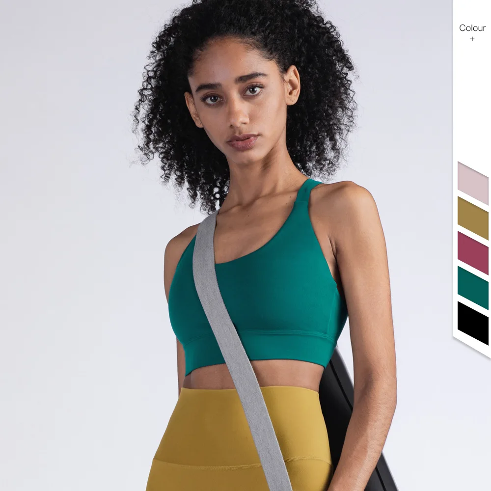 Women yoga vest breast closure sports underwear cross-border buckle shock absorption cross back fitness bra