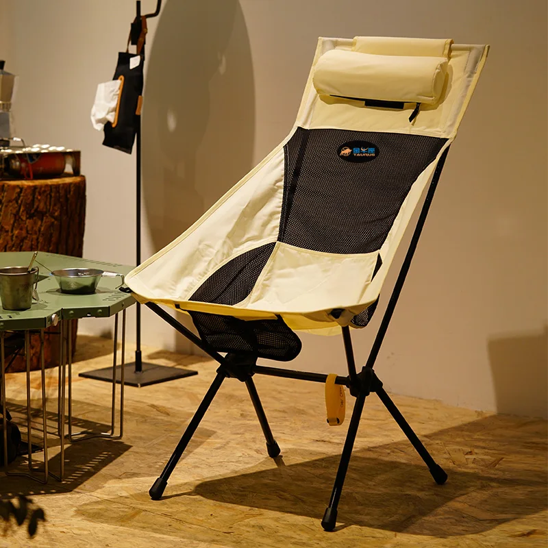 2021 outdoor portable makeup folding chair aluminum alloy studio makeup chair Oxford cloth high-foot moon chair