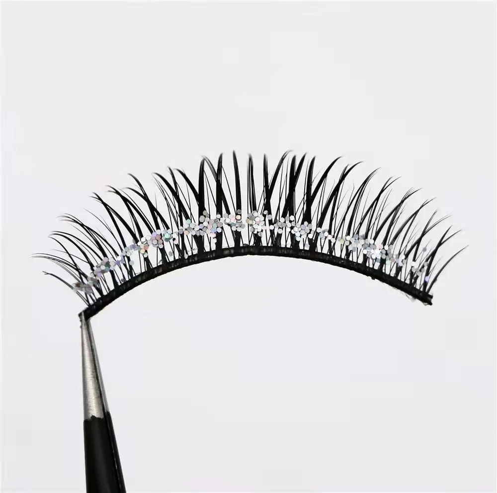 Natural Nude Dense 3D stage dramatic Crossover Long silver Glitter 820 five pairs of fitted false lashes wholesale