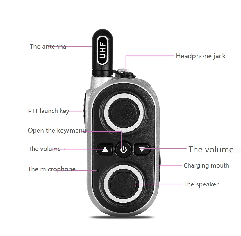 8W High Power Portable Radio Mini Small 2 way Radio Wireless Intercom Long Range Handheld Walkie talkie