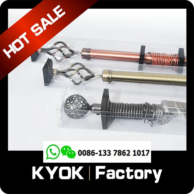 KYOK wholesale Russian market 300cm curtain pole, good quality antique brass curtain pipe, beautiful curtain cornices wholesale