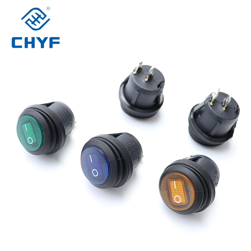 12V 20A Blue LED Lighted spst Round ON/Off 3 pins Waterproof round Rocker Switch for Marine Car RV Truck